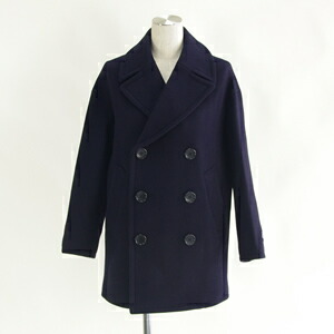 オーシバル ジーロンラム メルトン ジップ フード 比翼ウールコート 紺