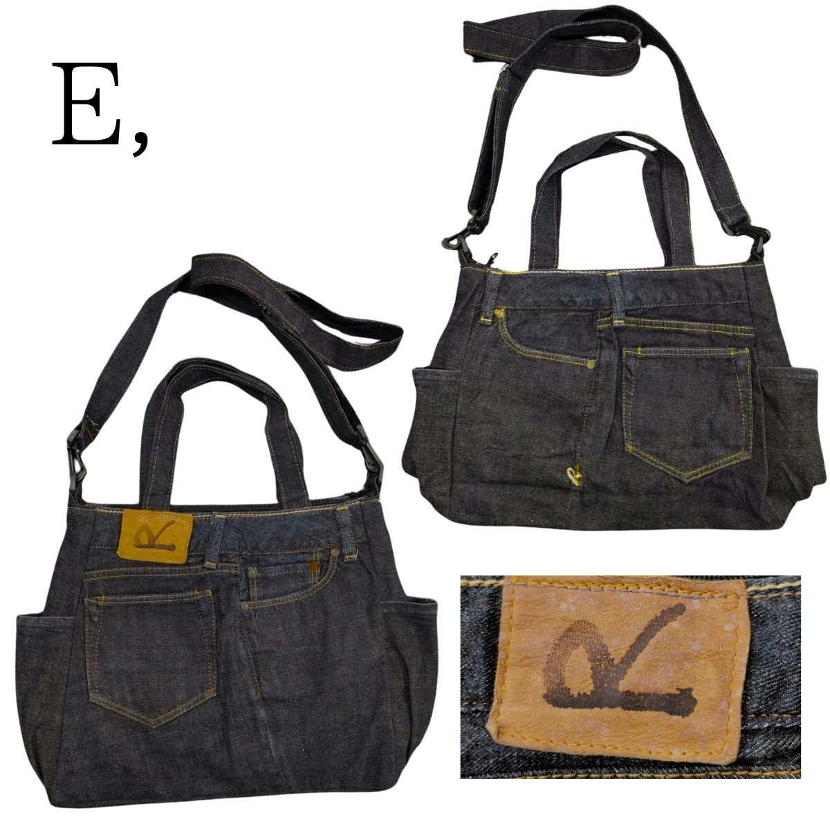 楽天市場】【すべて一点モノ！】リメイクデニム2wayトートバッグ