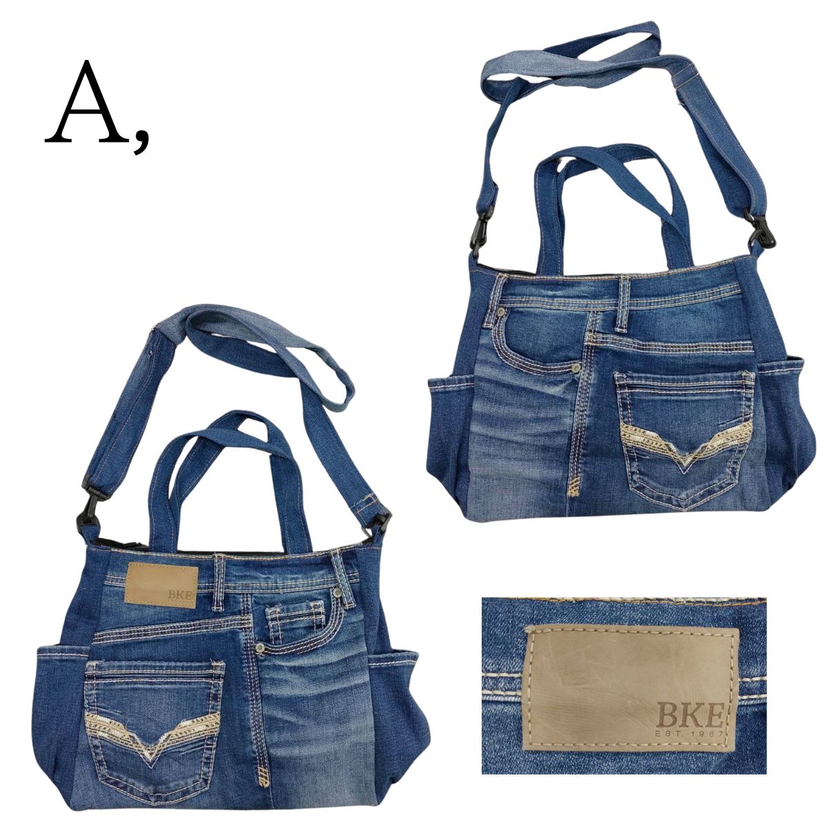楽天市場】【すべて一点モノ！】リメイクデニム2wayトートバッグ