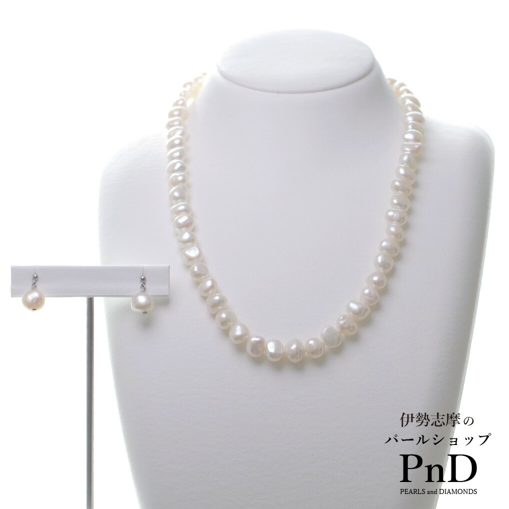 楽天市場】淡水真珠 バロックパール ネックレスセット 約7.0-7.5mm 38+
