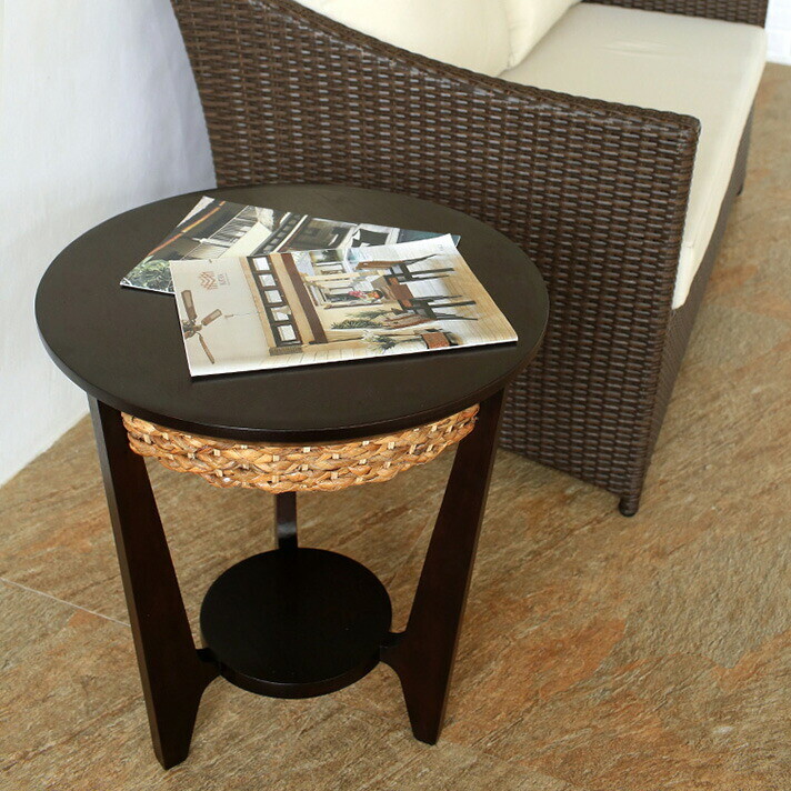 楽天市場】ウォーターヒヤシンス ラウンドサイドテーブル アジアン家具