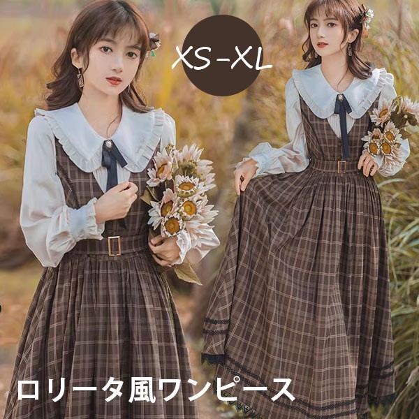 楽天市場】ワンピース レディース チェック柄 ロリータワンピース