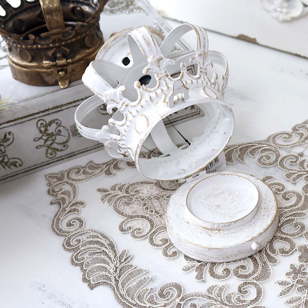 楽天市場】アイアンキャンドルホルダーS シャビー ホワイト ゴールド