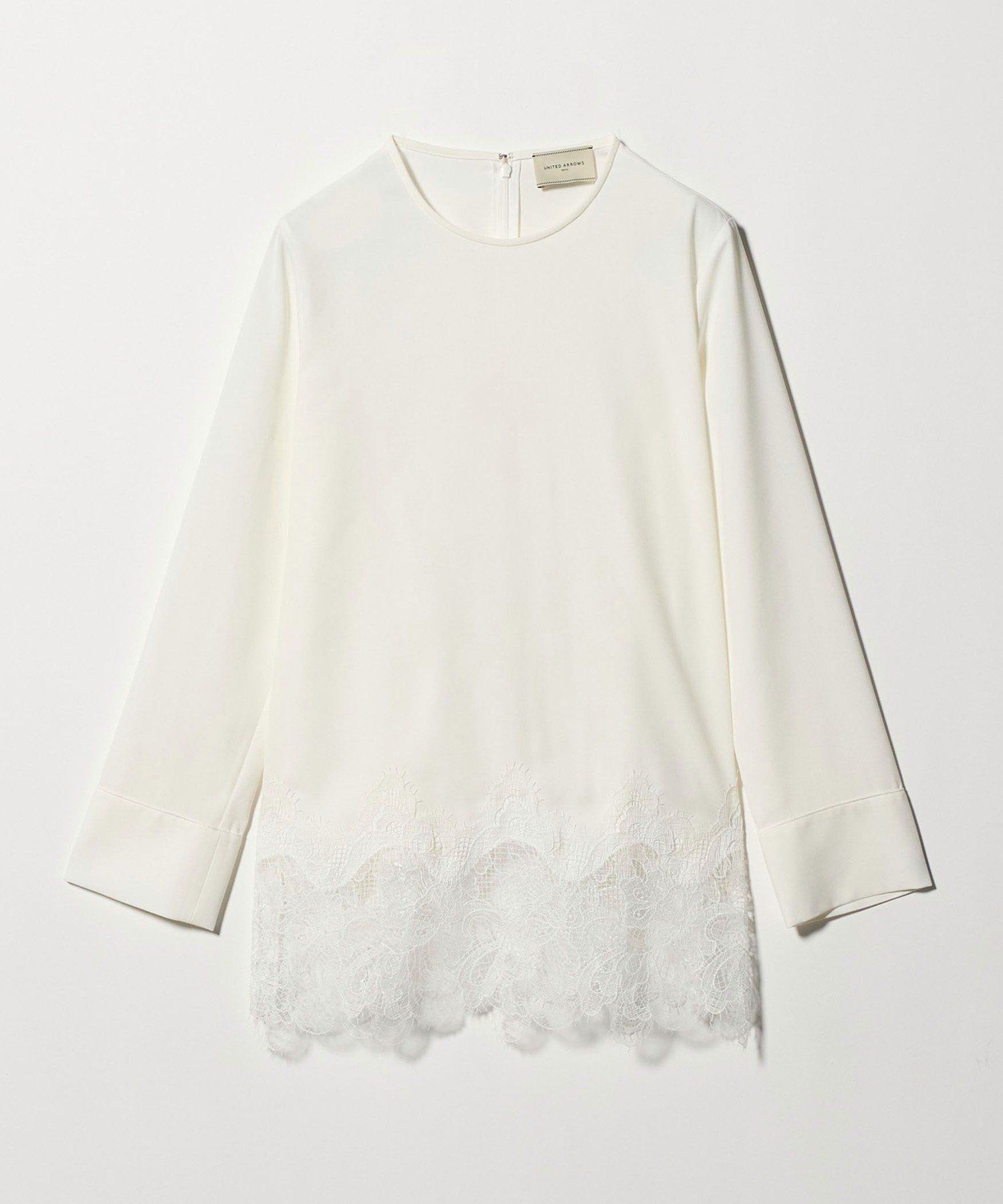 UNITED ARROWS｜バックサテン レースコンビ ブラウス -ウォッシャブル