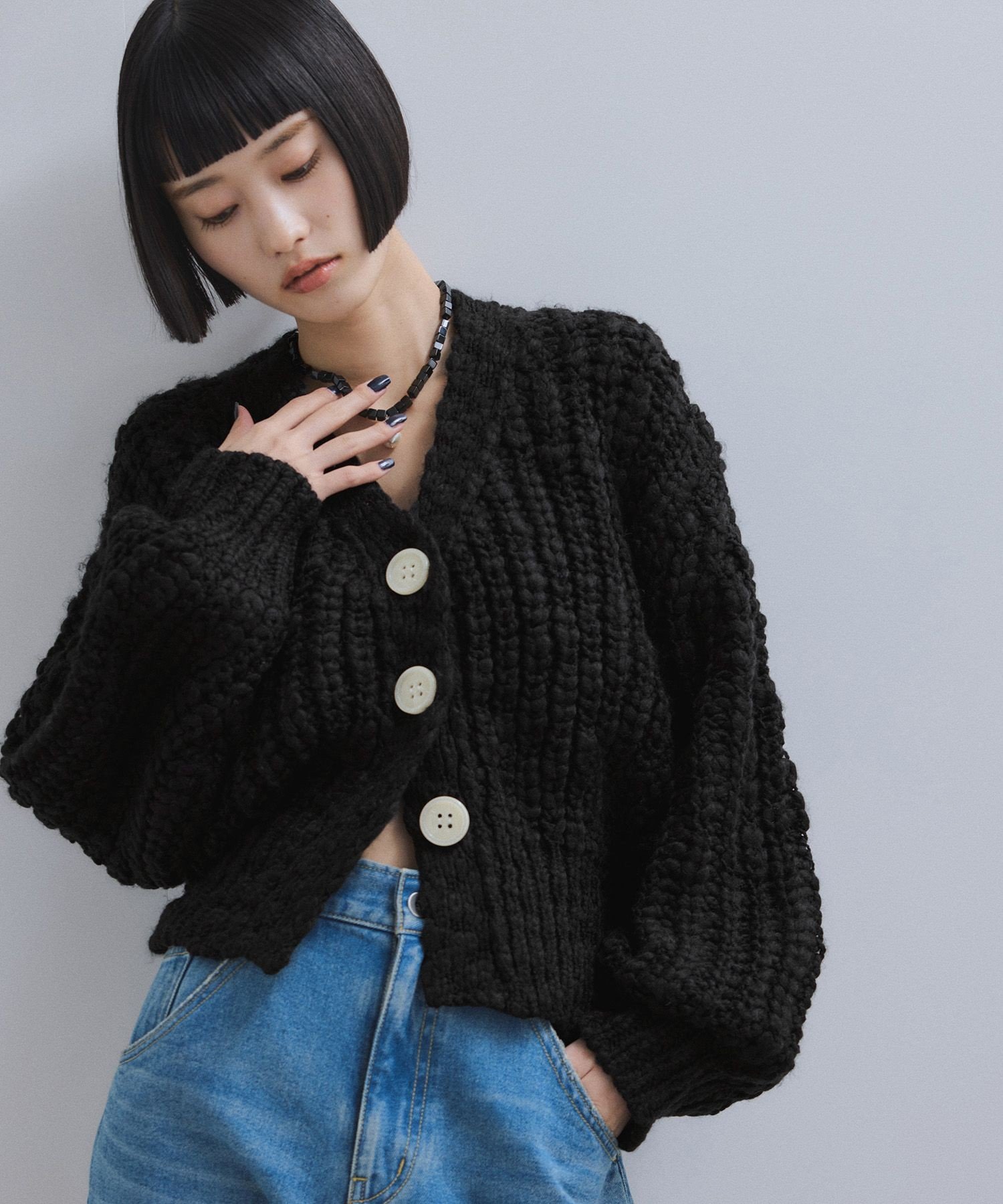 ADAM ET ROPE'｜【WEB限定】ローゲージクロップドカーディガン