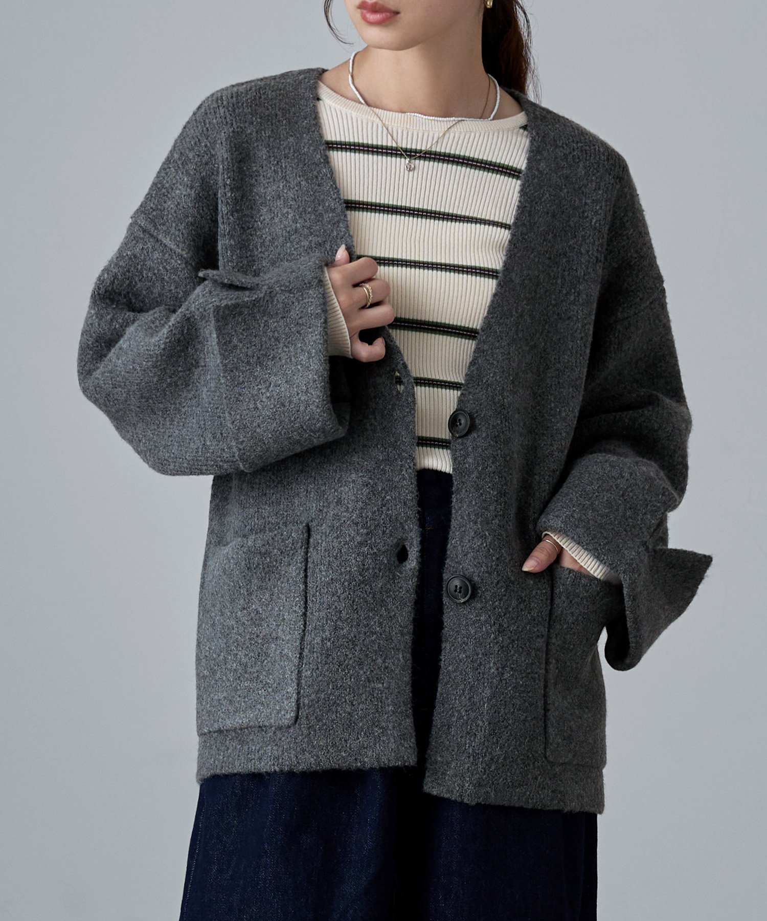 bflat｜ヤクタッチワイドスリーブニットカーディガン | Rakuten