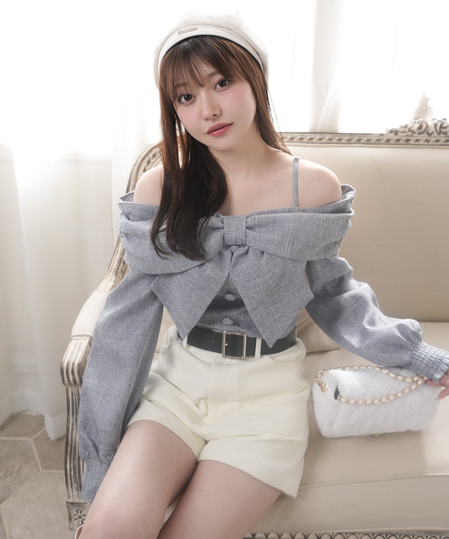 LIP SERVICE｜LIP SERVICE/(W)リボンオフショルロングスリーブトップス