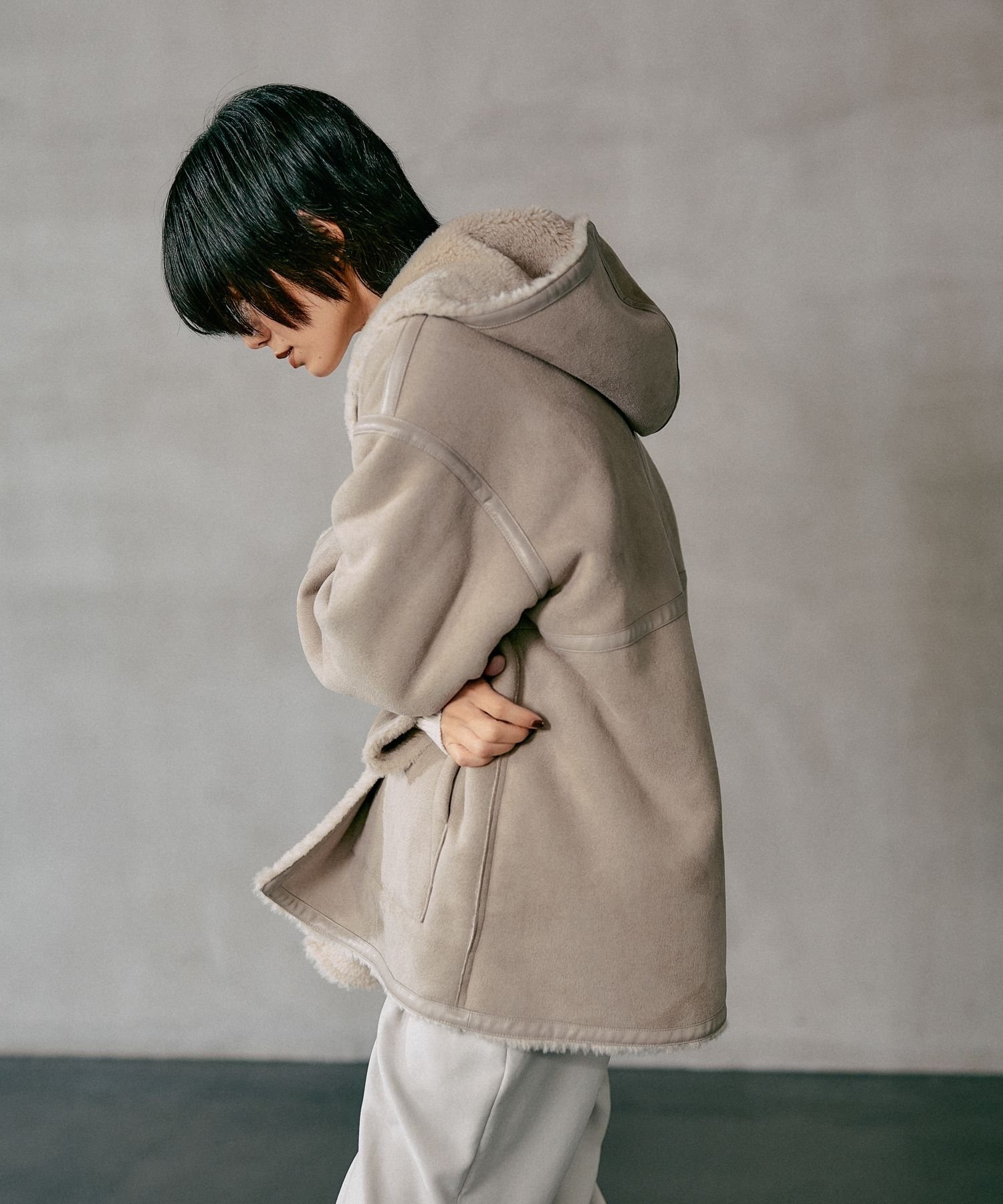 LEPSIM｜リバーシブルムートンボアポンチョコート | Rakuten Fashion