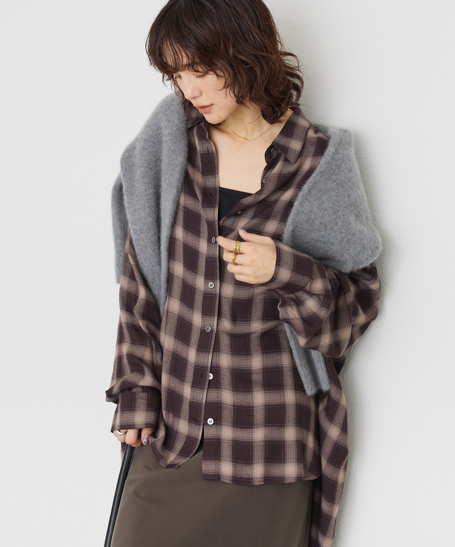 RIVE DROITE｜ウォッシュドチェックワイドシャツ | Rakuten Fashion