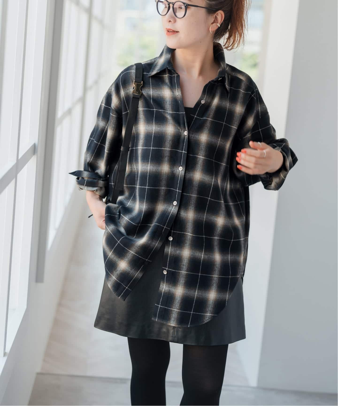 Spick & Span｜メタルボタンオンブレーチェックルーズシャツ | Rakuten