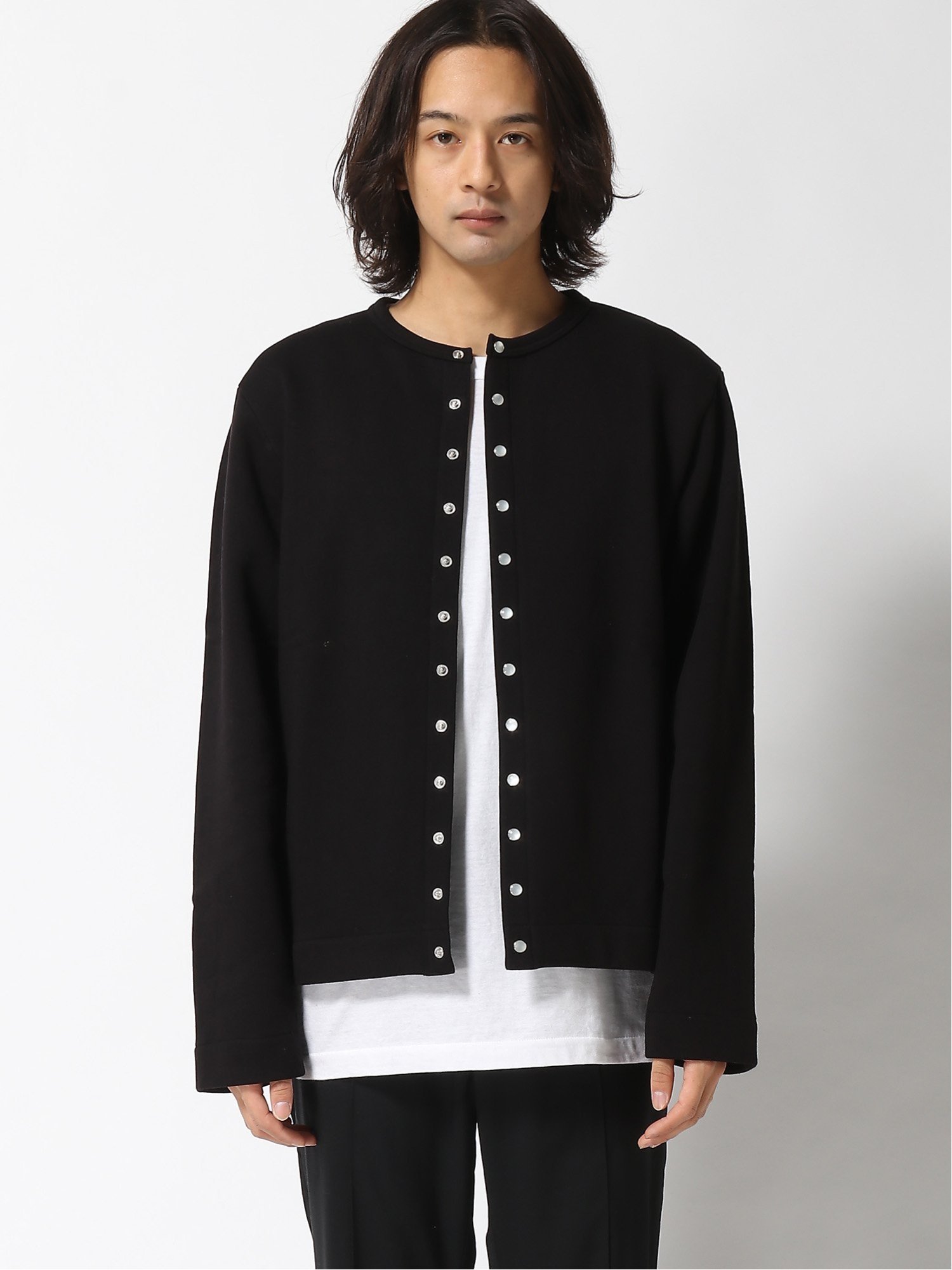 agnes b.｜コットン メルトン 長袖 カーディガンプレッション 