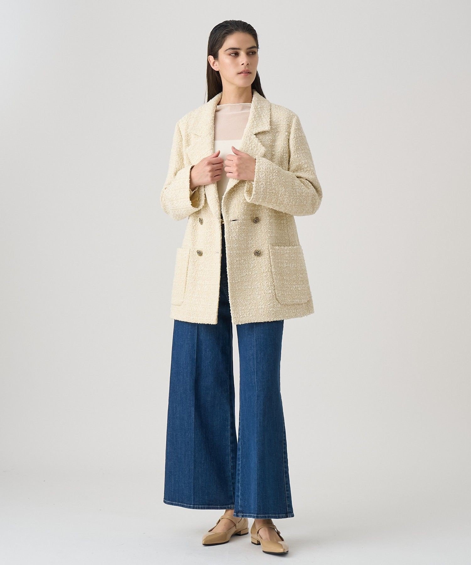 ANAYI｜ラメツイードテーラーダブルコート | Rakuten Fashion(楽天