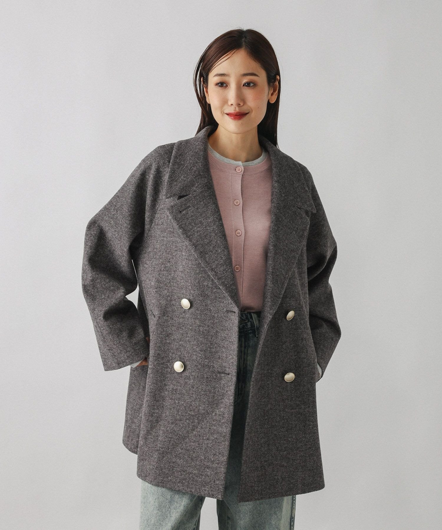 GLOBAL WORK｜軽やかストレッチ襟2WAYミドルコート/499658 | Rakuten