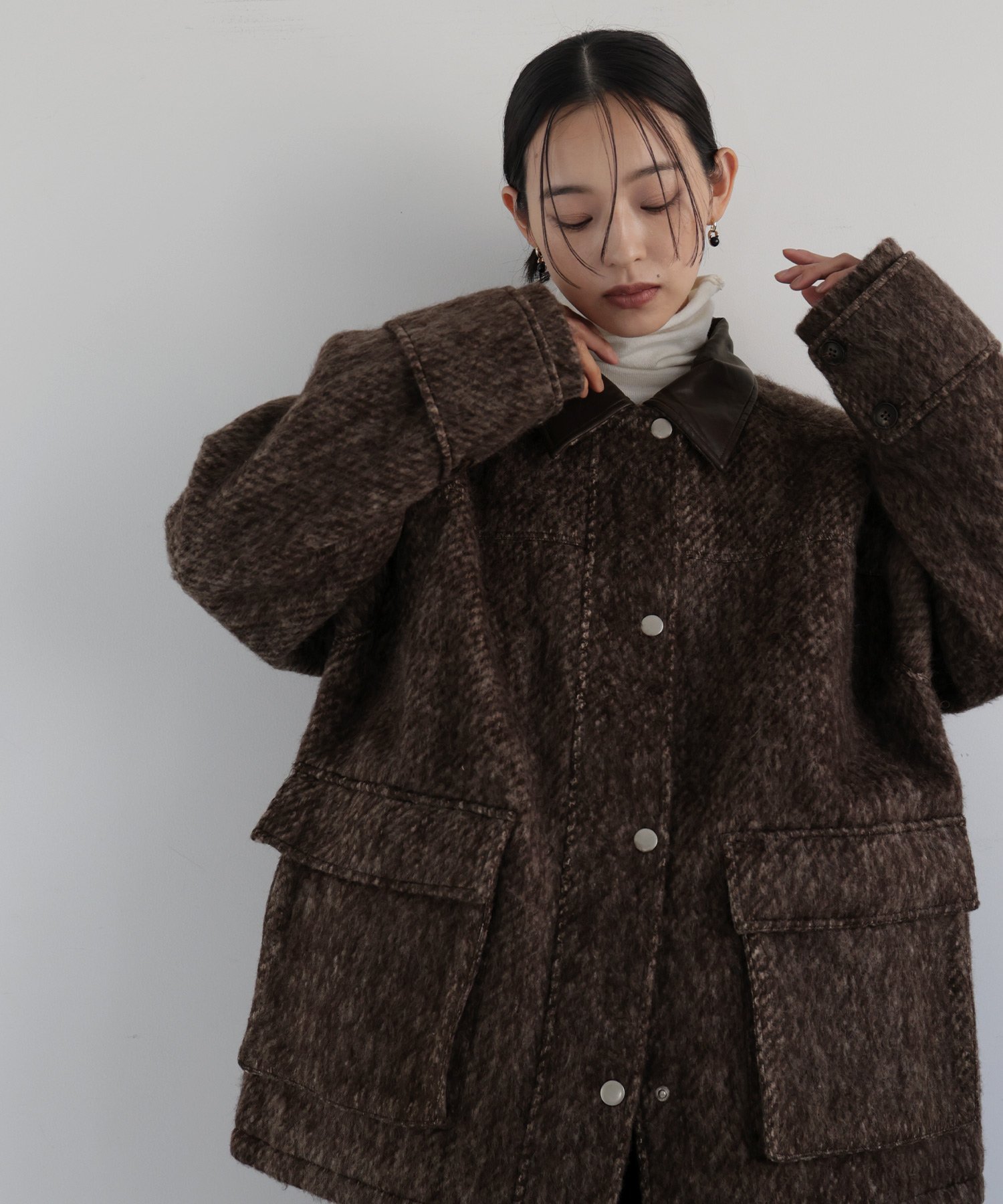 hellam｜レザーカラーシャギーコート | Rakuten Fashion(楽天