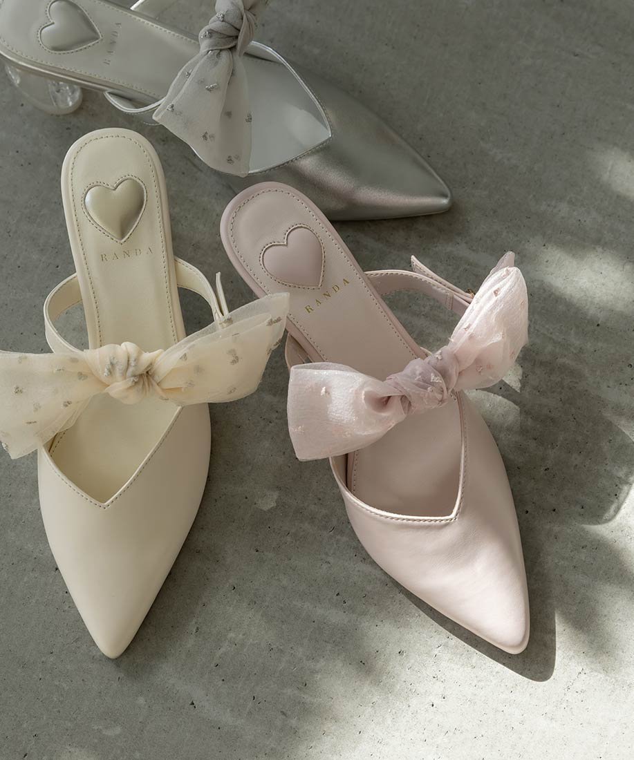 RANDA｜【HEART COLLECTION】2WAYハート刺繍リボンミュール | Rakuten