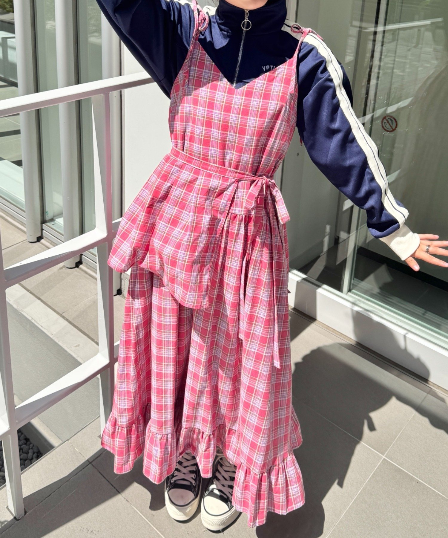 Outfitter lab｜チェック柄フリルリボンキャミワンピース | Rakuten