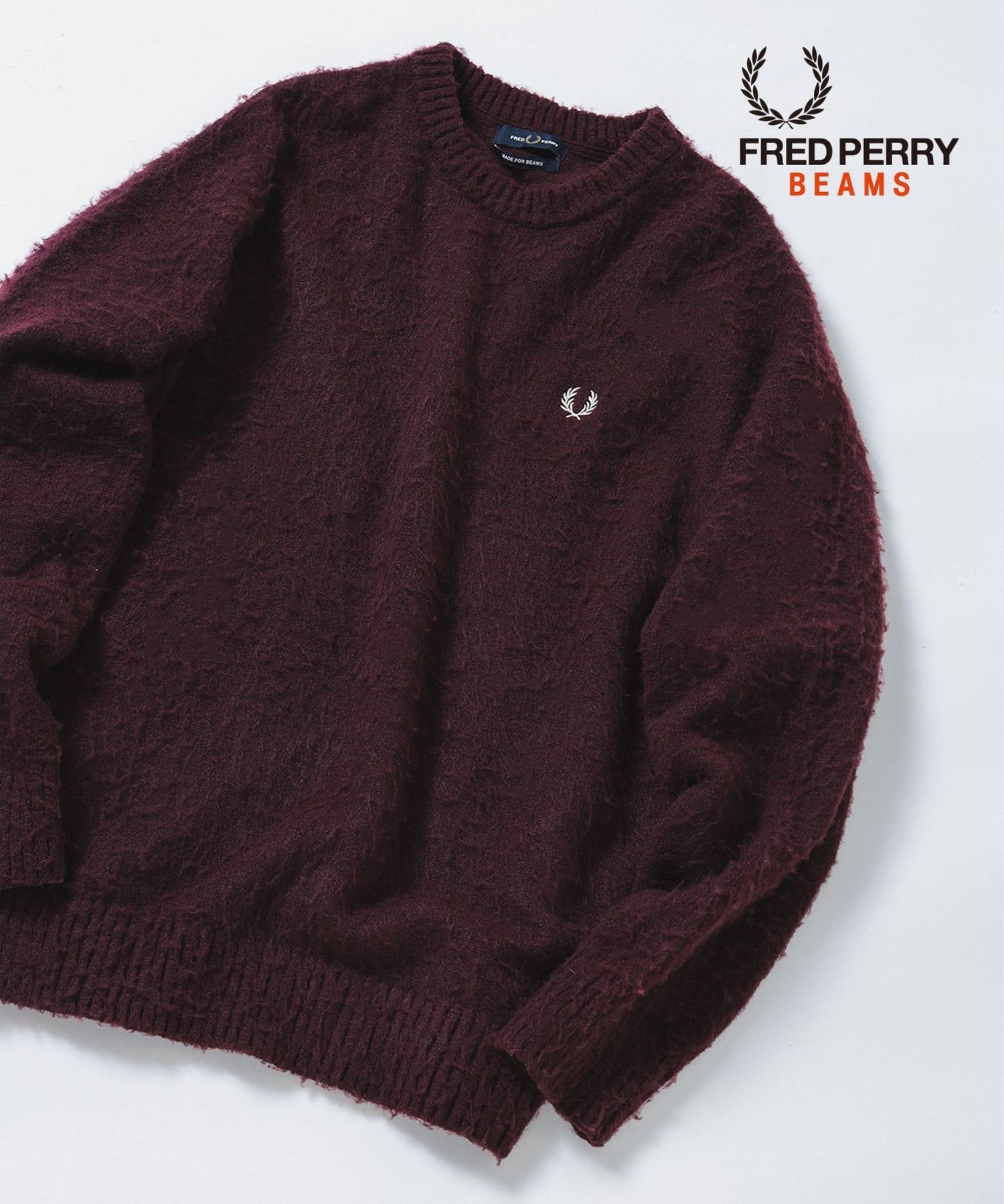 BEAMS MEN｜【別注】FRED PERRY / フラッフィー クルーネックニット