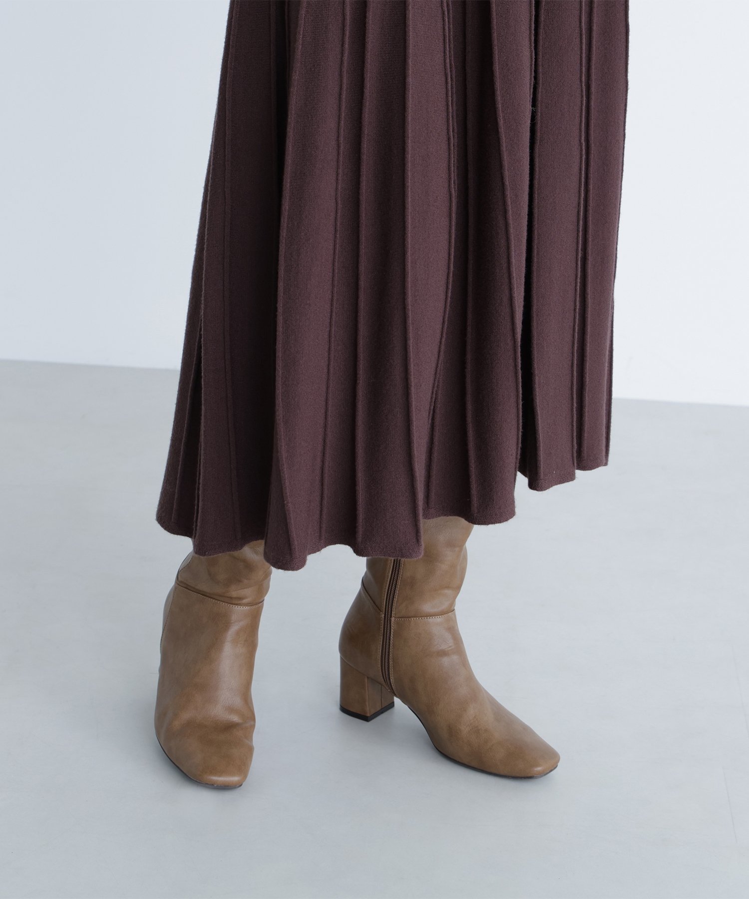 NATURAL BEAUTY BASIC｜スキッパーバイカラーニットワンピース