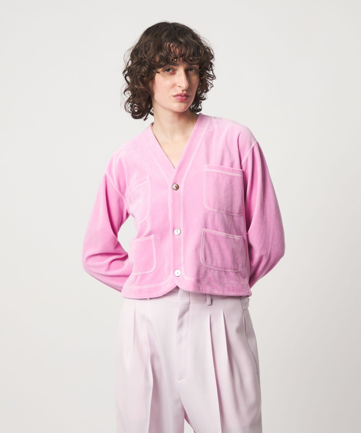 今期2026春夏<6（ROKU）＞ベロア カラーカーディガン 6(ROKU)＞ベロア カラー カーディガン