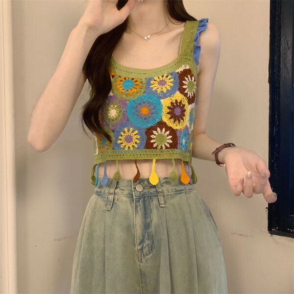 楽天市場】クロシェ編み キャミソール ビスチェ ニット サマーニット