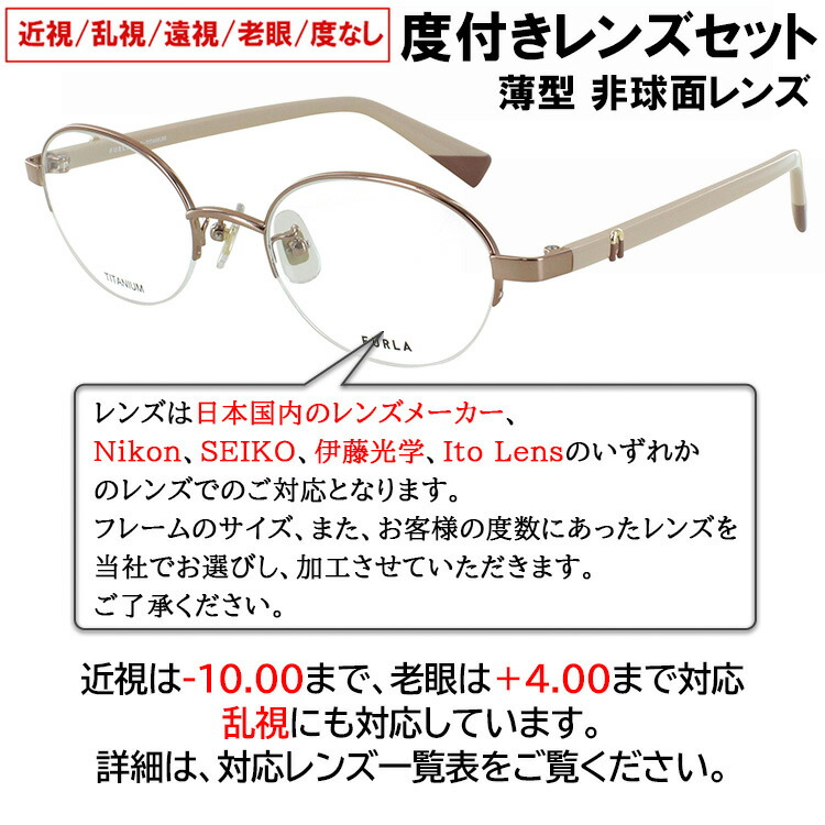 楽天市場】度付きメガネ フルラ FURLA 眼鏡 度付き 近視メガネ