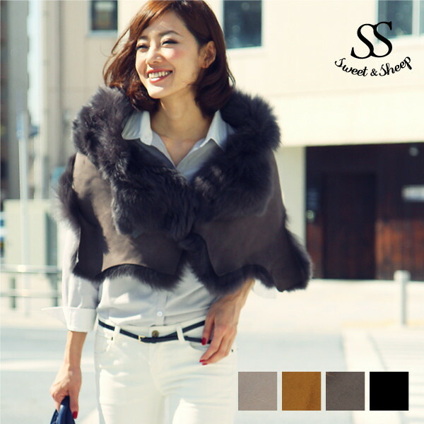 楽天市場】ムートンストール ムートン ストール ボタンシュラッグ