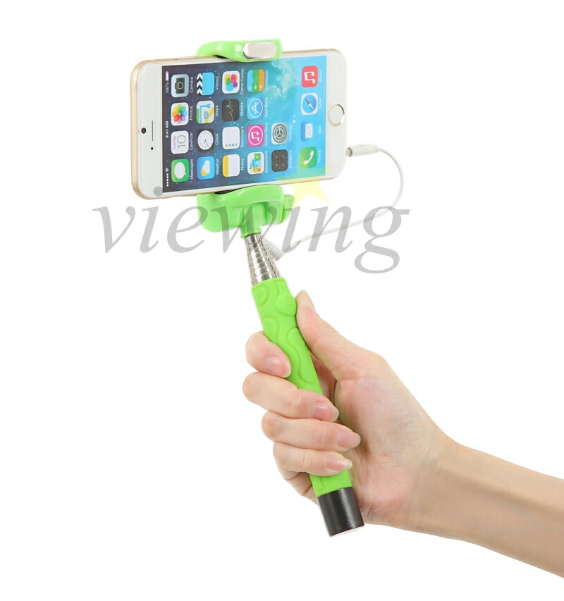 楽天市場】自撮り棒 セルカ棒 セルフィスティック 補助ミラー付き 有線