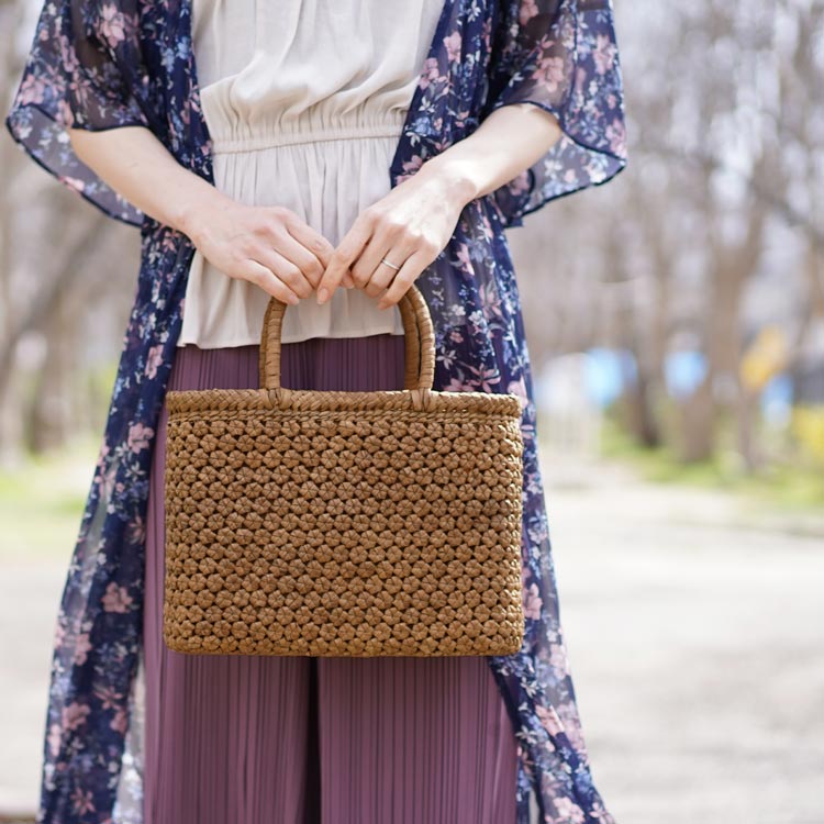 楽天市場】山葡萄 かごバッグ バッグ かご 籠 六角花編み 5mm 六角 花