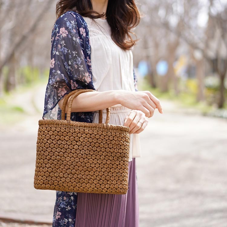 楽天市場】山葡萄 かごバッグ バッグ かご 籠 六角花編み 5mm 六角 花