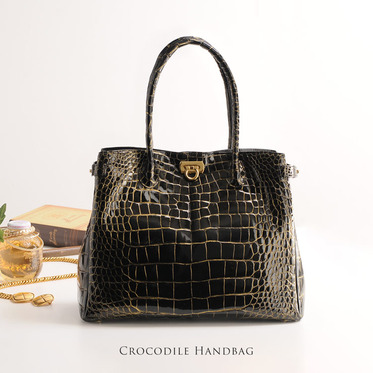 楽天市場】日本製 クロコダイル ハンドバッグ シャイニング加工 目地