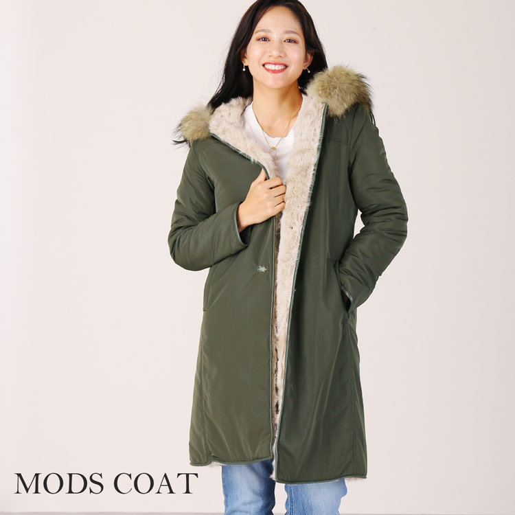 楽天市場】【40%offクーポン】レディース モッズコート ラクーンファー