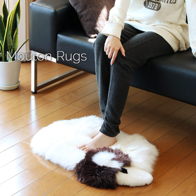 楽天市場】ムートン 羊 ラグ マット 滑り止め付き ダークブラウン