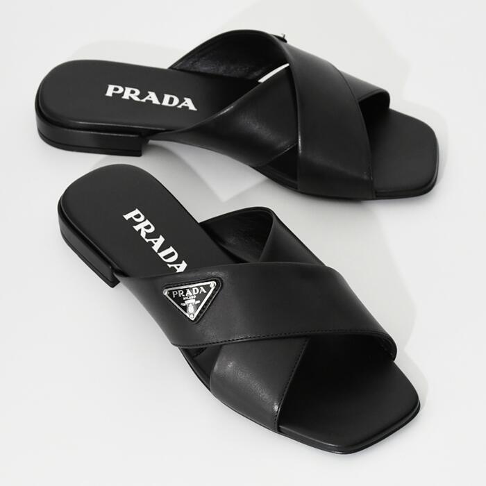 楽天市場】PRADA プラダ サンダル トライアングルロゴスライド 1XX659