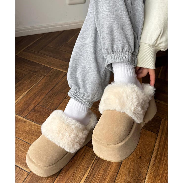 楽天市場】LOVERS 冬新作 フェイクムートン ボリュームソール 厚底サボ