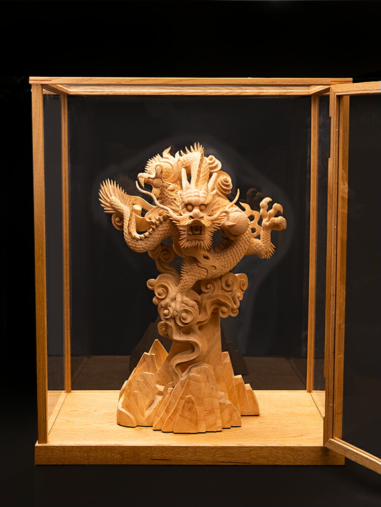 楽天市場】【コレクションボックス付】龍 木彫り 置物 一刀彫 / 素材