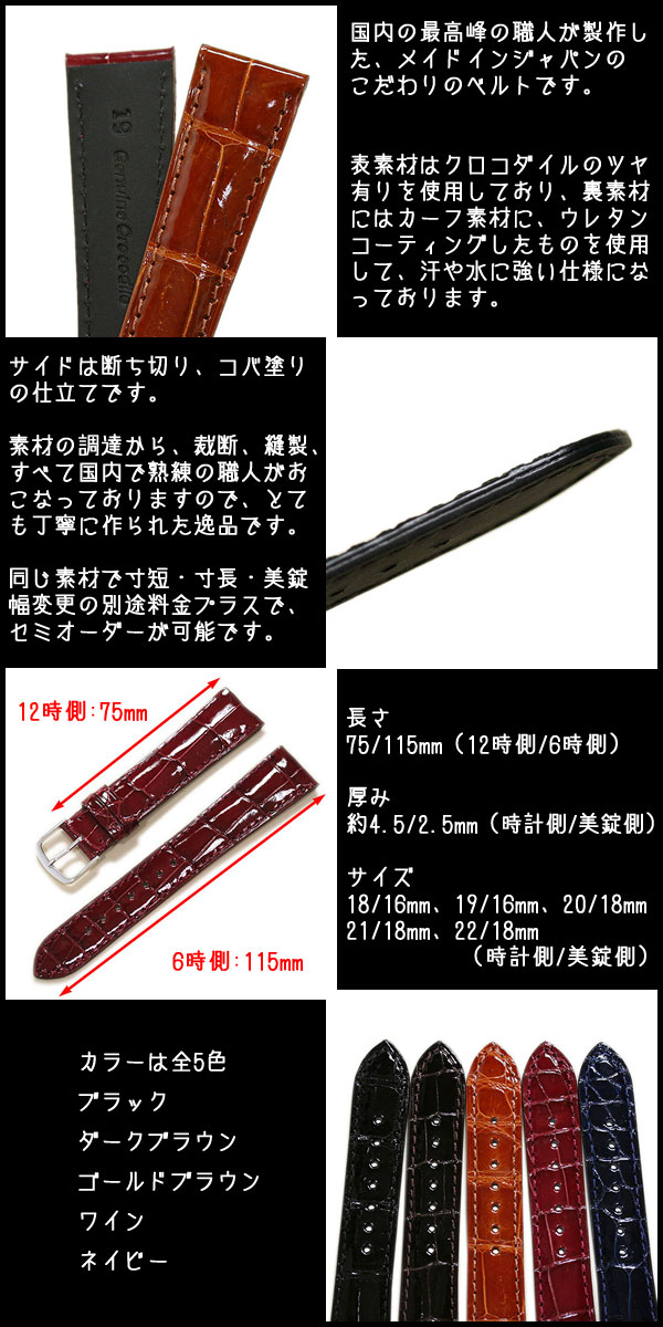 楽天市場】ジャパンメイド クロコダイル 竹斑 ツヤあり ワニ革 本革