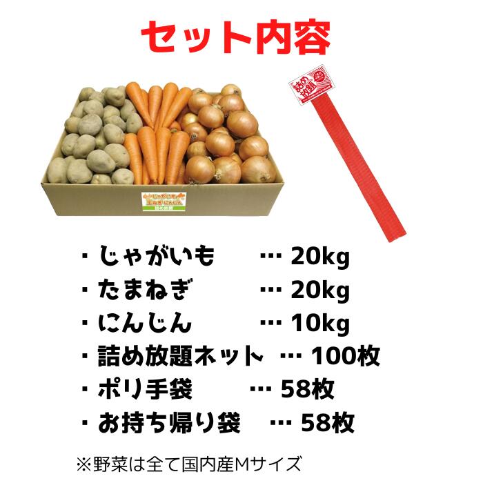 楽天市場】【送料無料】野菜3品 詰め放題キット 詰め放題ネット付 1