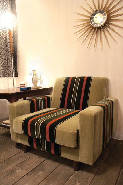 楽天市場】【送料無料！】レトロなモケットソファ/1人掛け/グリーン