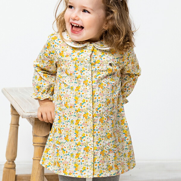 楽天市場】女の子 シャツ ブラウス 前開き ワンピース 長袖 花柄 A