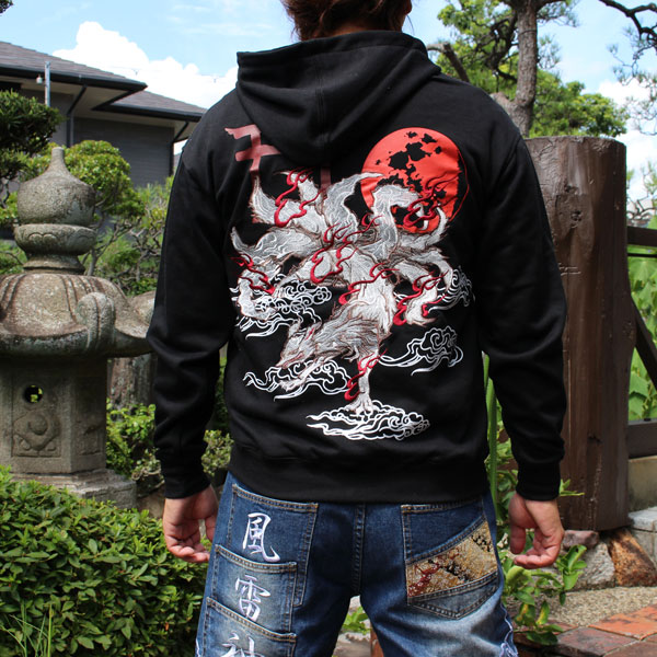 楽天市場】和柄 パーカー 和柄刺繍パーカー【ZP211-2】スカジャン 九尾