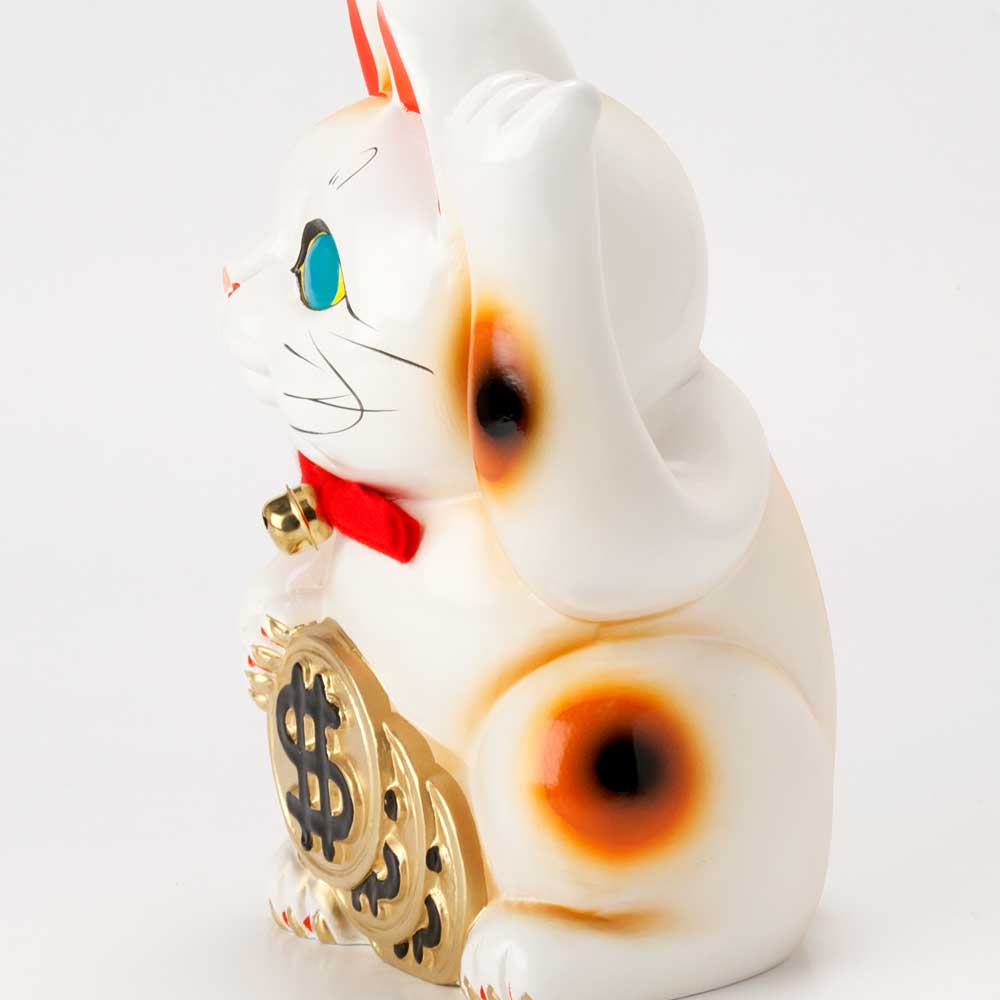 楽天市場】常滑焼 招き猫 6号ドル小判猫貯金箱 左手上げ (142-56-86