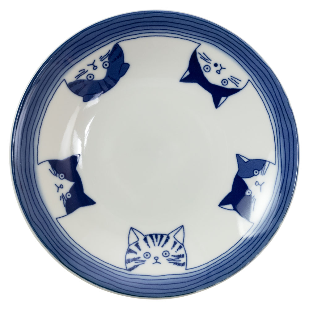 楽天市場】瀬戸焼 シチタ猫 染猫いろいろ 16.5cm皿 中皿・取皿 染付で
