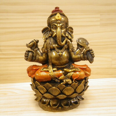 楽天市場】【レジン製 ロータス台座に座している ガネーシャ 置物