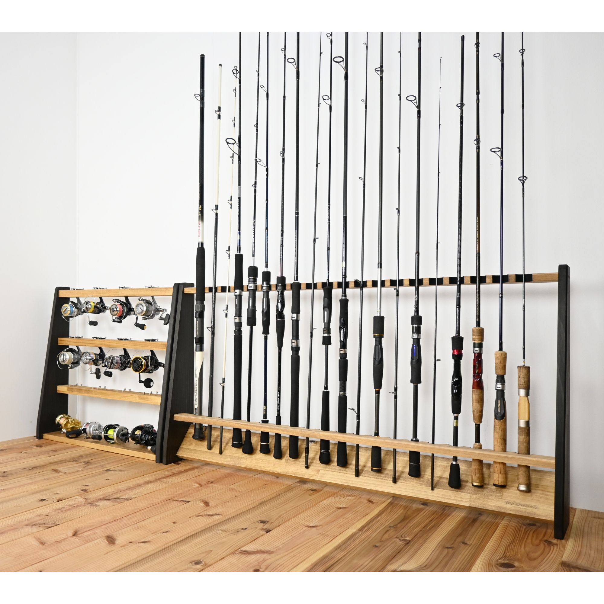楽天市場】月間優良ショップ連続受賞 WOODWORKS ロッドスタンド 20本掛