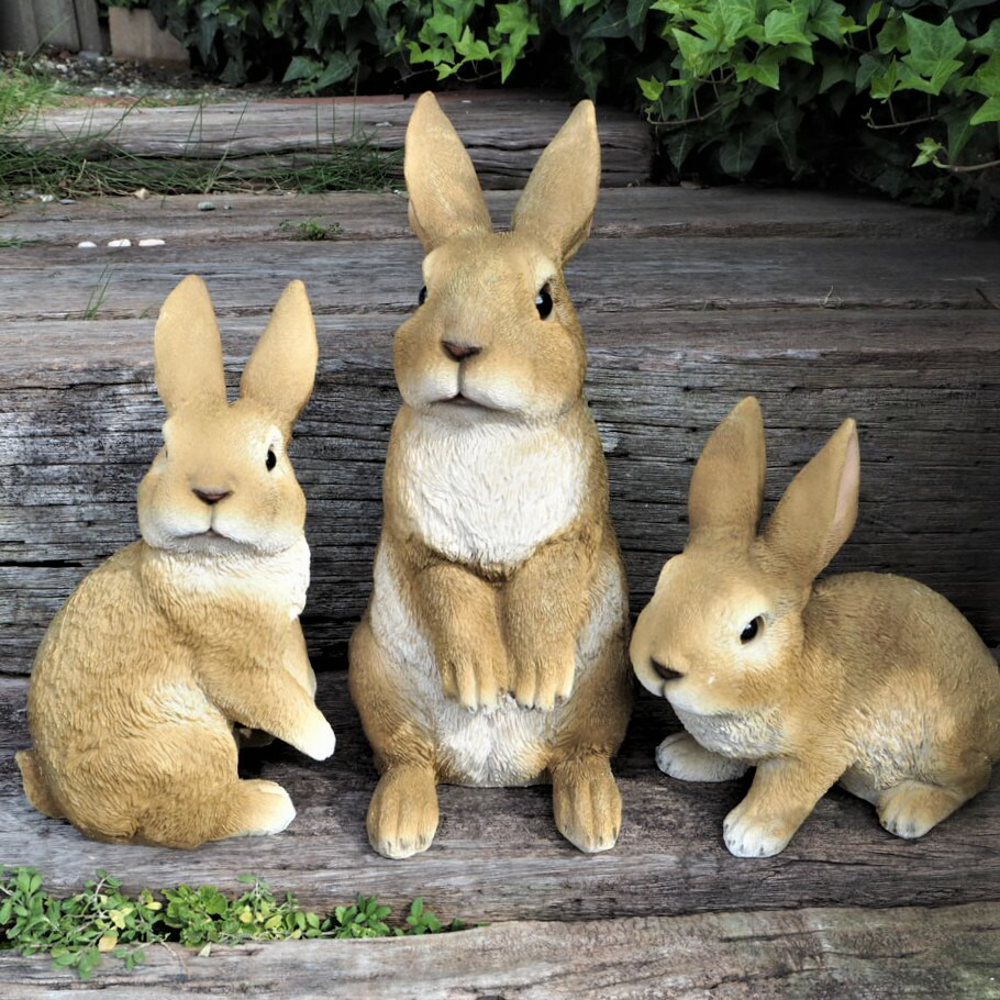 楽天市場】うさぎの置物 うさぎの親子3品セット ウサギ
