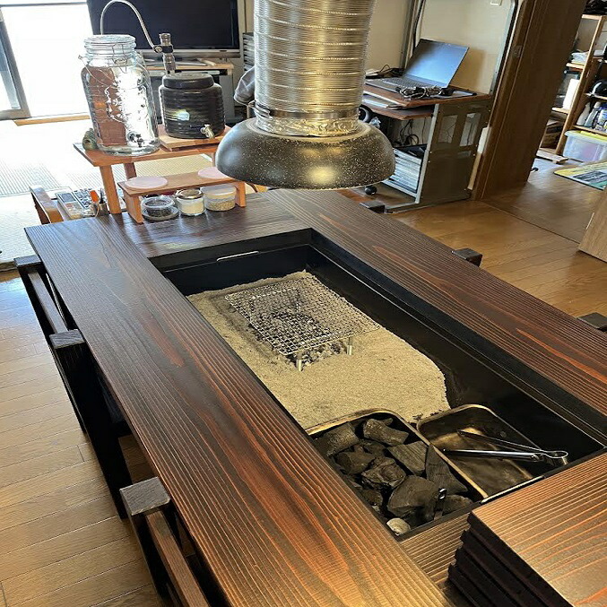 楽天市場】大型ダイニング囲炉裏テーブルと木製椅子4脚のセット