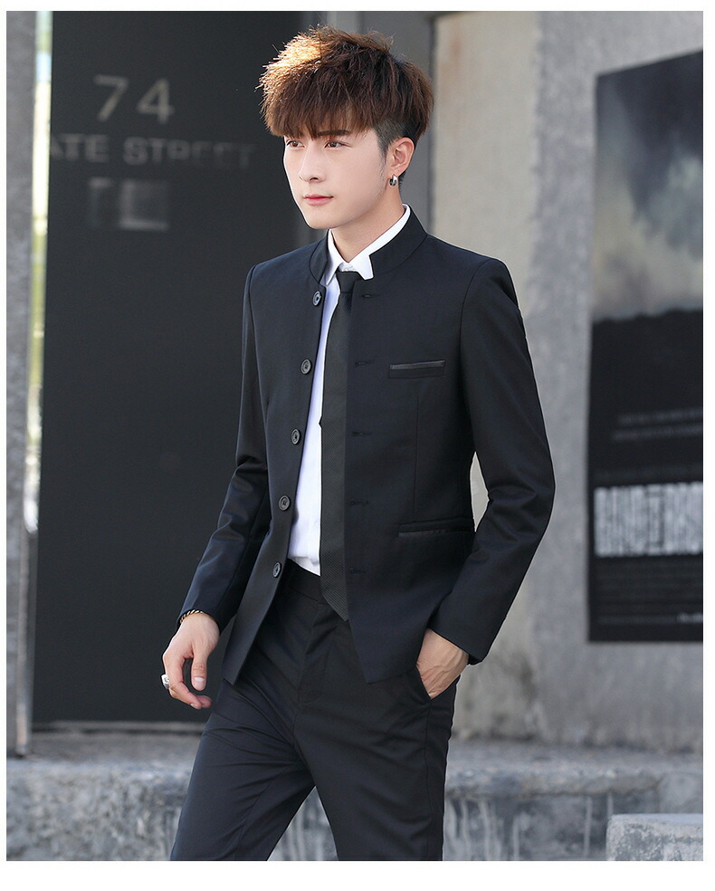 楽天市場】2ピーススーツ メンズ スタンドカラー スーツパンツ 上下