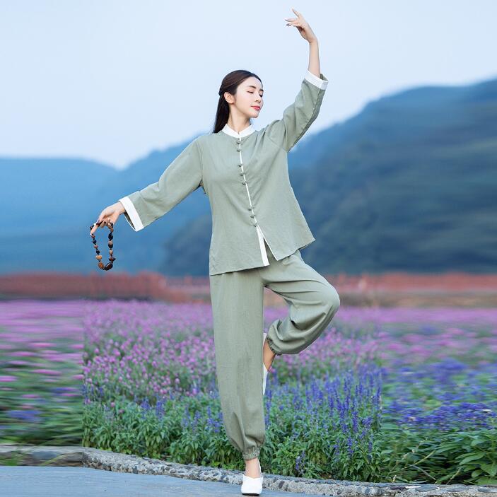 楽天市場】レディース太極拳服 長袖 綿麻上下セットアップ チャイナ風