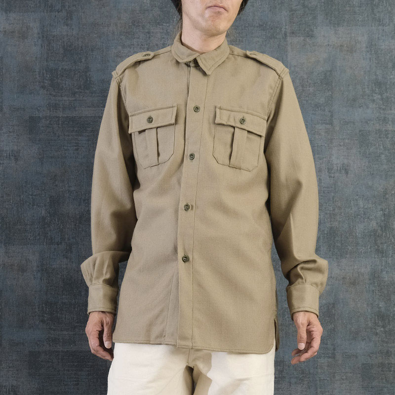 楽天市場】イタリア軍 ウールシャツ 長袖 ベージュ デッドストック