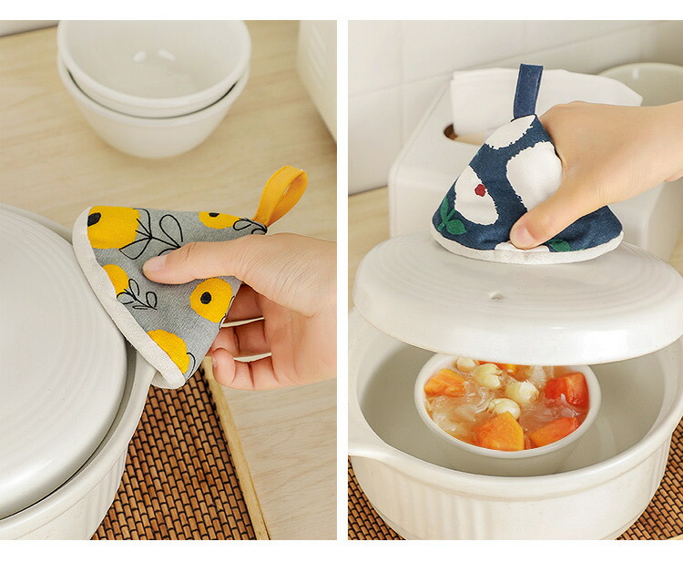 楽天市場】【2個セット/楽天1位獲得】三角鍋つかみ コットン ステッチ